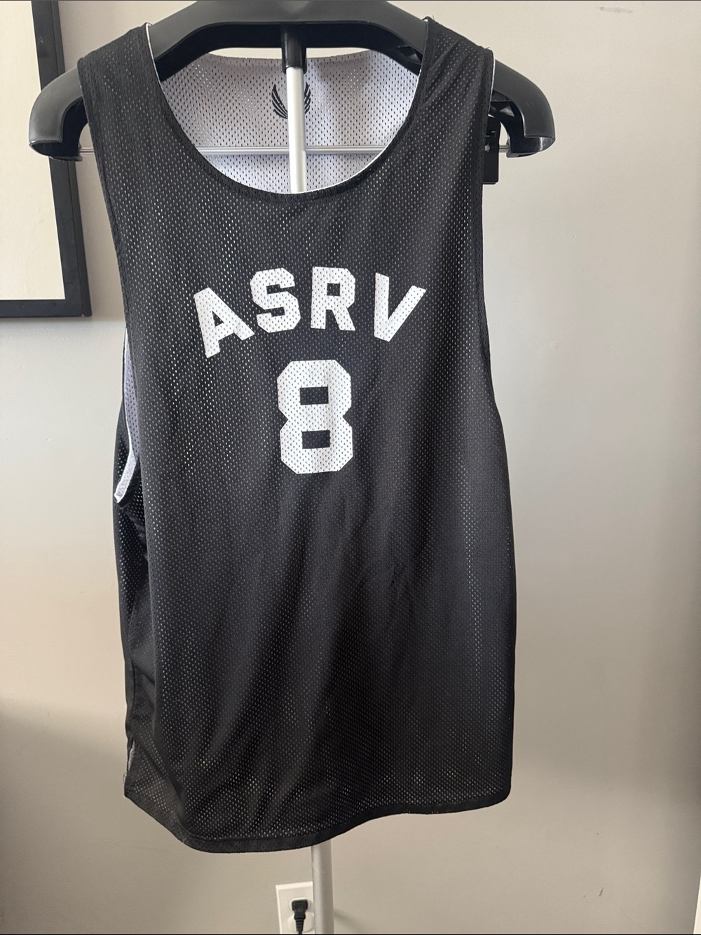ASRV Black Mesh Athletic Tank with White ASRV Logo & Number reversible Large